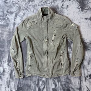 G Star Raw 3301 Reco Army Jacket Long Sleeve Zip Up Button Multi Pocket Uility